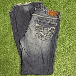 Big Star Flare Jeans Womens 34x30 Dark Wash Denim Premium Stitching